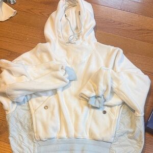 Free People Cream Hooded Sweatshirt